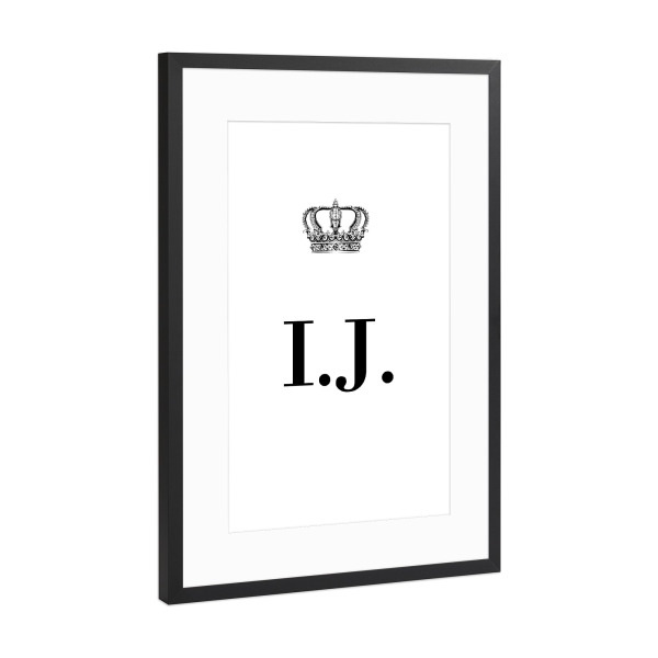 Poster mit Rahmen Schwarz (Metallic) "King IJ" artboxONE - Schwarzweiß,Buchstaben