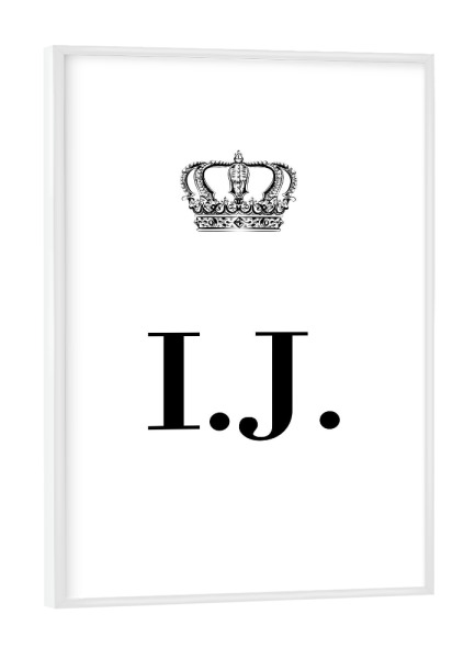 Poster mit weißem Rahmen "King IJ" artboxONE - Schwarzweiß,Buchstaben