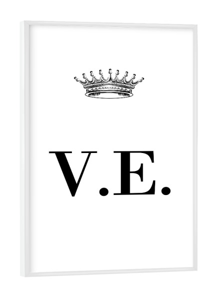 Poster mit weißem Rahmen "Queen VE" artboxONE - Schwarzweiß,Buchstaben