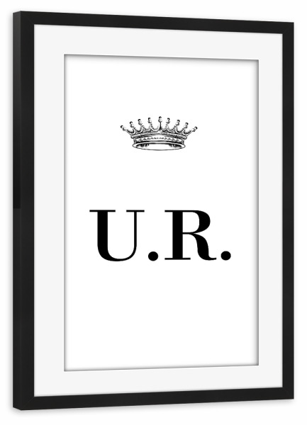 Poster mit Rahmen schwarz "Queen UR" artboxONE - Schwarzweiß,Buchstaben