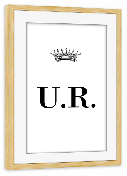 Poster mit Rahmen kiefer "Queen UR" artboxONE - Schwarzweiß,Buchstaben