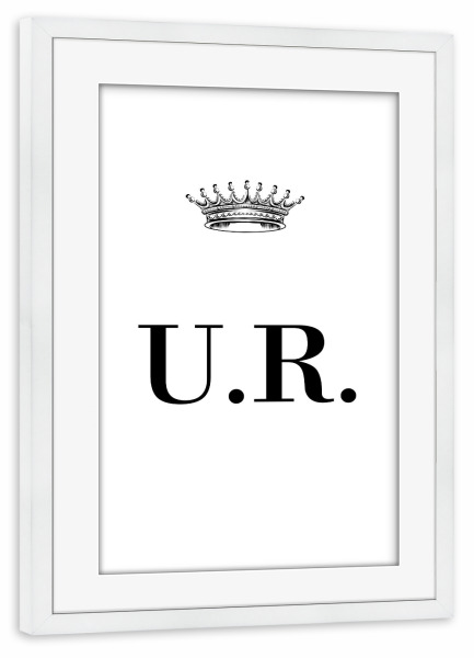 Poster mit Rahmen weiß "Queen UR" artboxONE - Schwarzweiß,Buchstaben