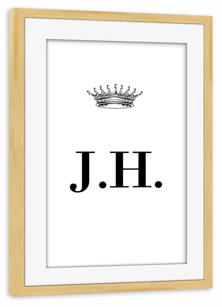 Poster mit Rahmen kiefer "Queen JH" artboxONE - Schwarzweiß,Buchstaben