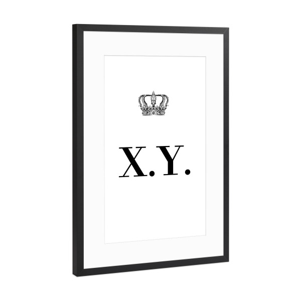 Poster mit Rahmen Schwarz (Metallic) "King XY" artboxONE - Schwarzweiß,Buchstaben