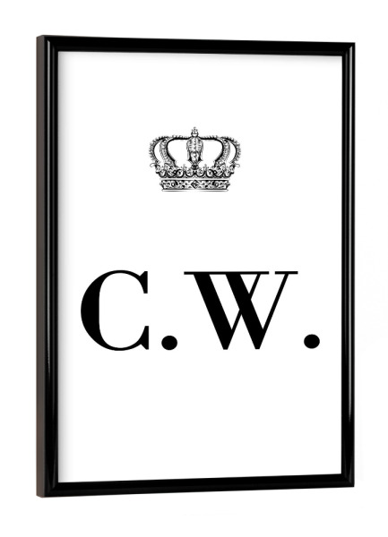Poster mit schwarzem Rahmen "King CW" artboxONE - Schwarzweiß,Buchstaben