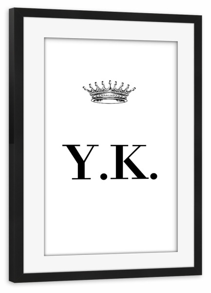 Poster mit Rahmen schwarz "Queen YK" artboxONE - Schwarzweiß,Buchstaben