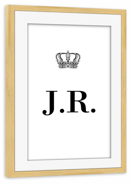 Poster mit Rahmen kiefer "King JR" artboxONE - Schwarzweiß,Buchstaben