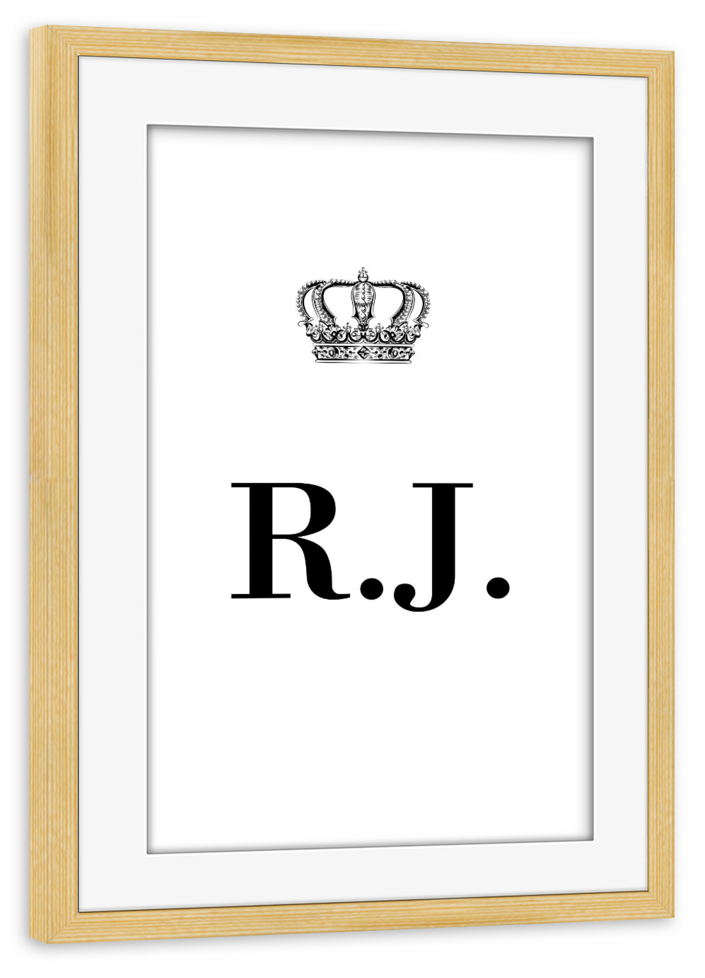 Poster mit Rahmen kiefer "King RJ" artboxONE - Schwarzweiß,Buchstaben
