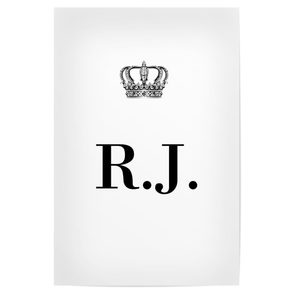Poster "King RJ" artboxONE - Schwarzweiß,Buchstaben