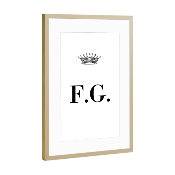 Poster mit Rahmen Gold "Queen FG" artboxONE - Schwarzweiß,Buchstaben
