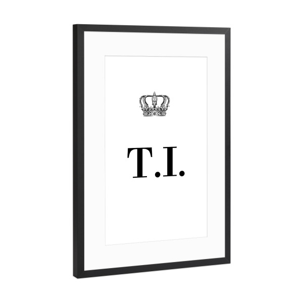 Poster mit Rahmen Schwarz (Metallic) "King TI" artboxONE - Schwarzweiß,Buchstaben