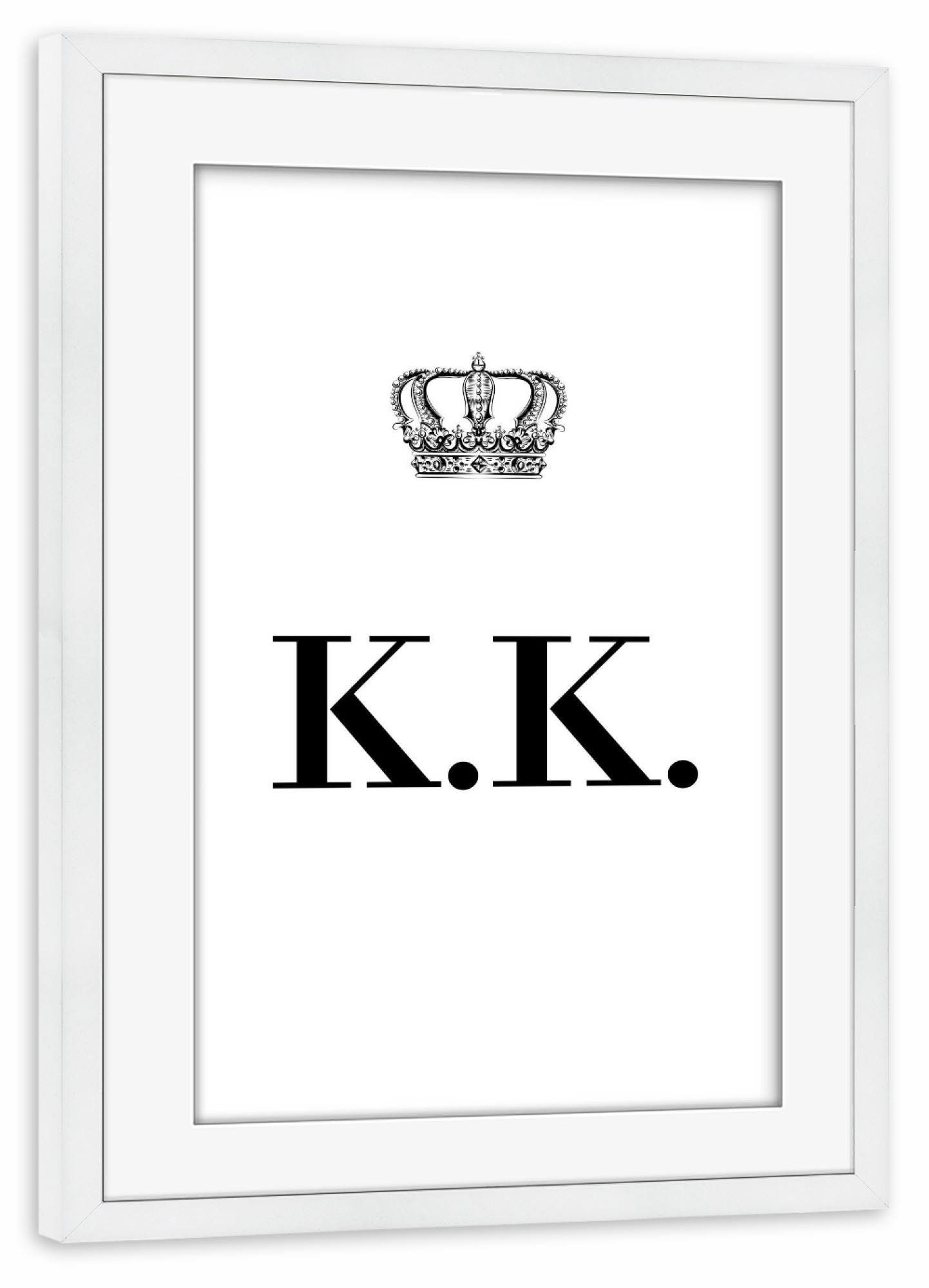 Poster mit Rahmen weiß "King KK" artboxONE - Schwarzweiß,Buchstaben
