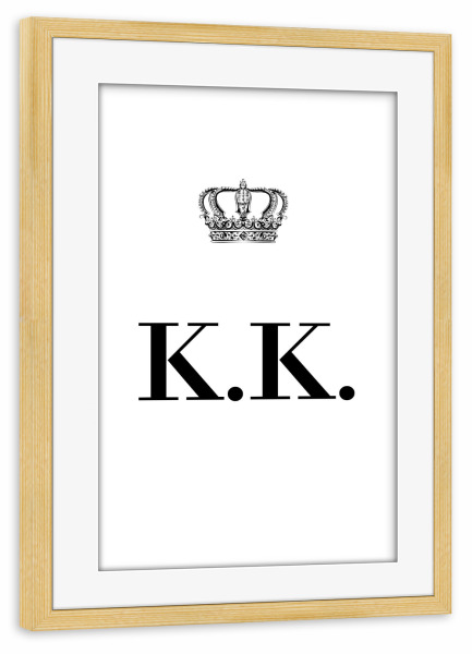 Poster mit Rahmen kiefer "King KK" artboxONE - Schwarzweiß,Buchstaben