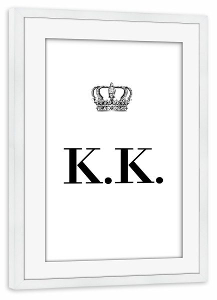 Poster mit Rahmen weiß "King KK" artboxONE - Schwarzweiß,Buchstaben