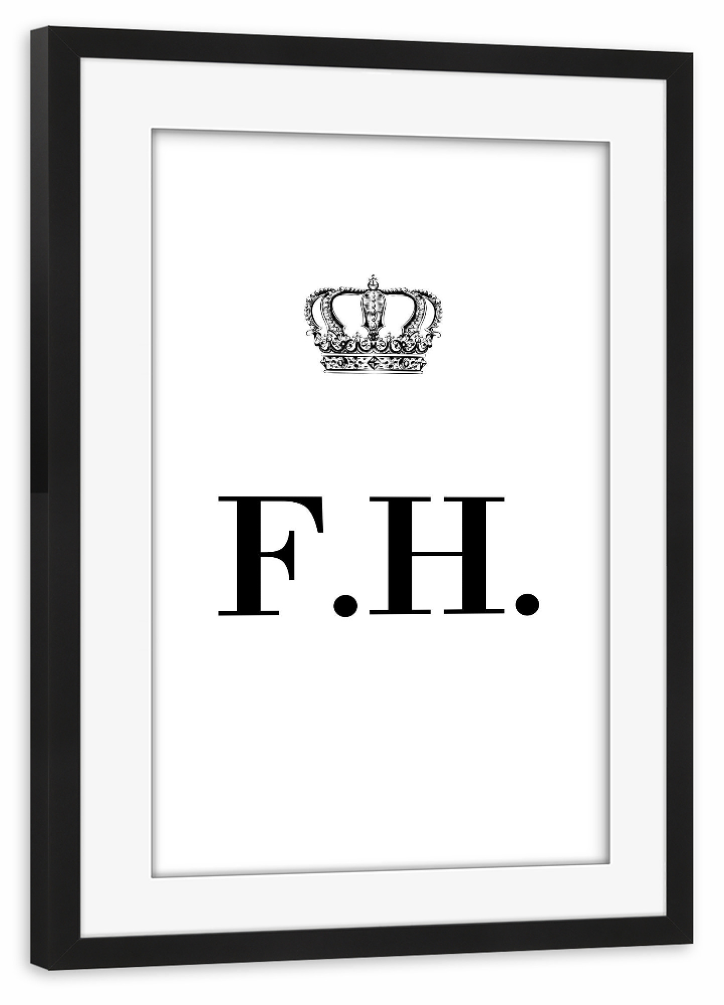 Poster mit Rahmen schwarz "King FH" artboxONE - Schwarzweiß,Buchstaben
