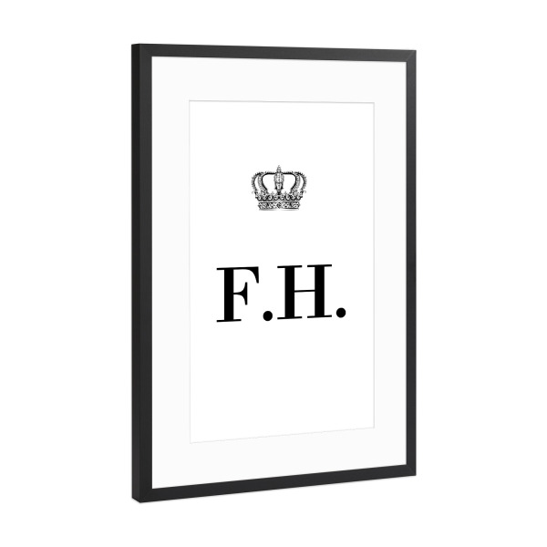 Poster mit Rahmen Schwarz (Metallic) "King FH" artboxONE - Schwarzweiß,Buchstaben