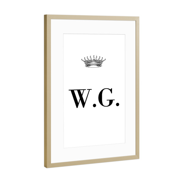 Poster mit Rahmen Gold "Queen WG" artboxONE - Schwarzweiß,Buchstaben
