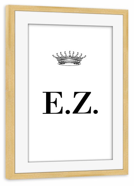 Poster mit Rahmen kiefer "Queen EZ" artboxONE - Schwarzweiß,Buchstaben