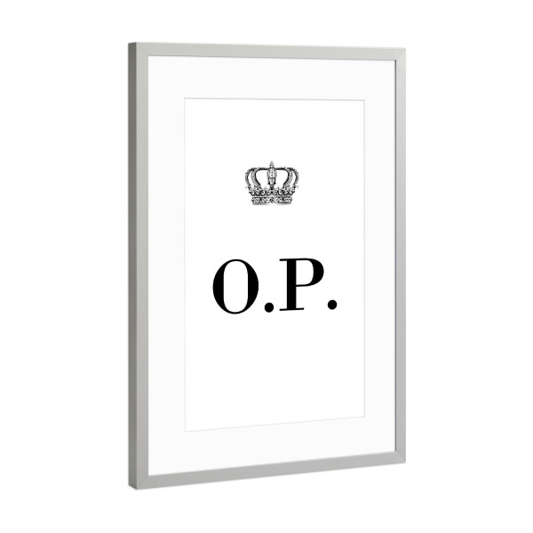Poster mit Rahmen Silber "King OP" artboxONE - Schwarzweiß,Buchstaben