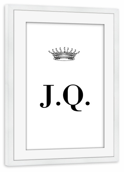 Poster mit Rahmen weiß "Queen JQ" artboxONE - Schwarzweiß,Buchstaben