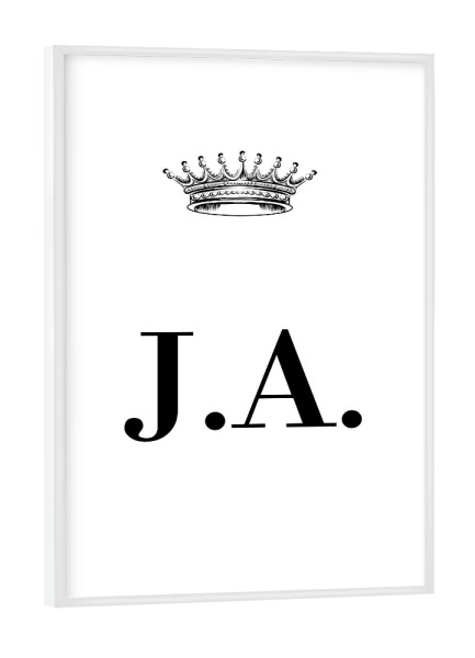 Poster mit weißem Rahmen "Queen JA" artboxONE - Schwarzweiß,Buchstaben