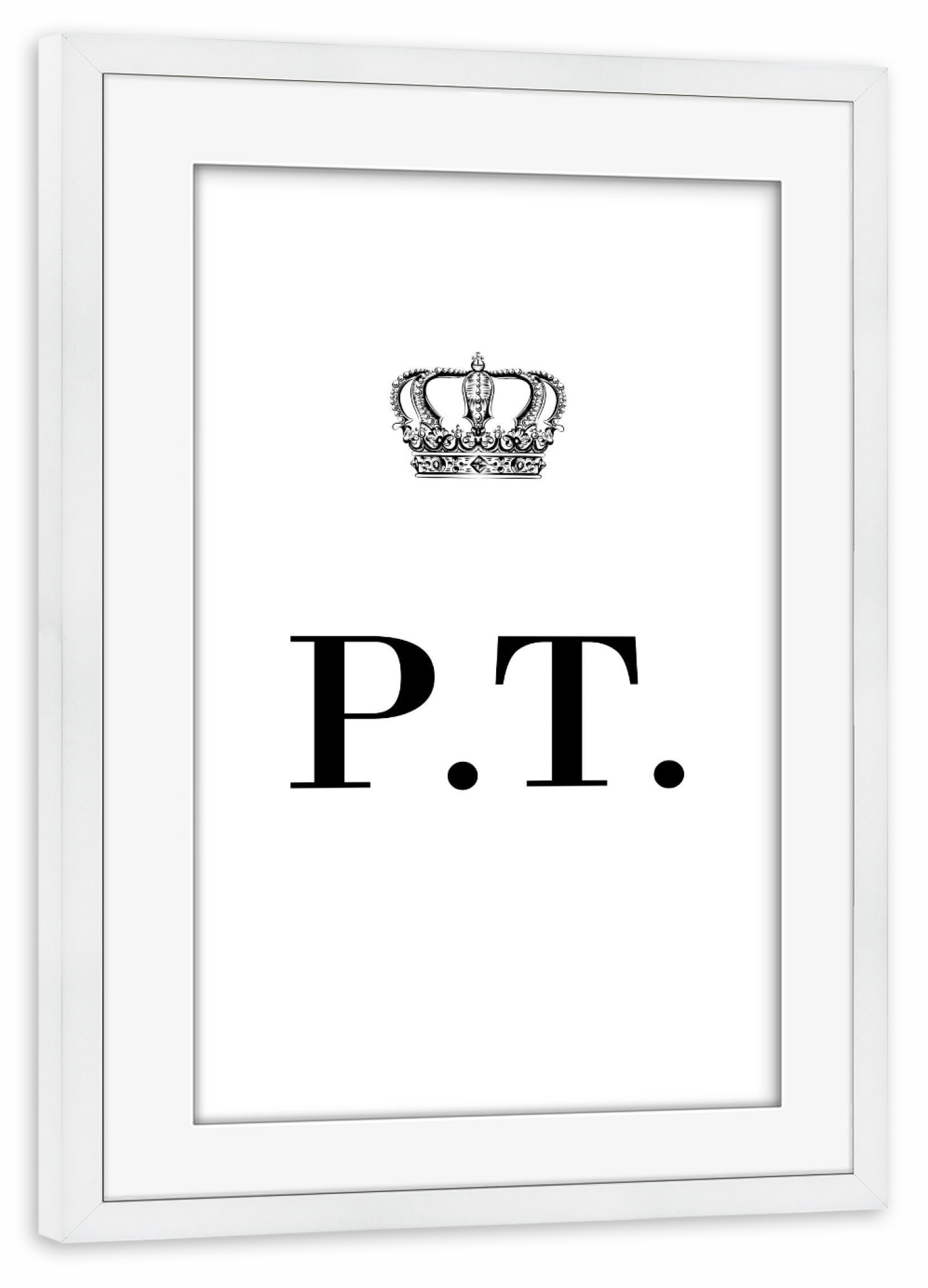 Poster mit Rahmen weiß "King PT" artboxONE - Schwarzweiß,Buchstaben