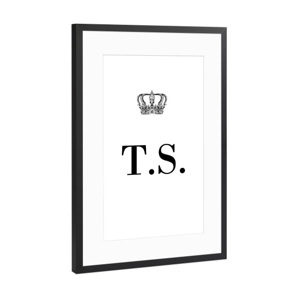 Poster mit Rahmen Schwarz (Metallic) "King TS" artboxONE - Schwarzweiß,Buchstaben