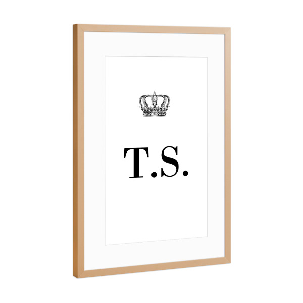 Poster mit Rahmen Kupfer "King TS" artboxONE - Schwarzweiß,Buchstaben