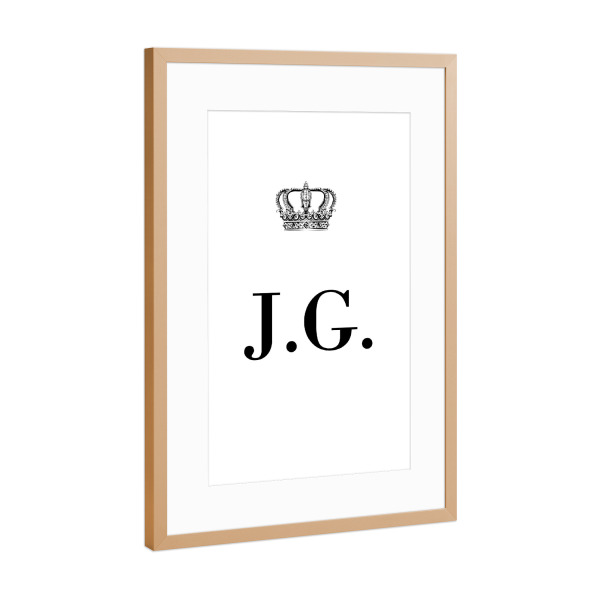 Poster mit Rahmen Kupfer "King JG" artboxONE - Schwarzweiß,Buchstaben