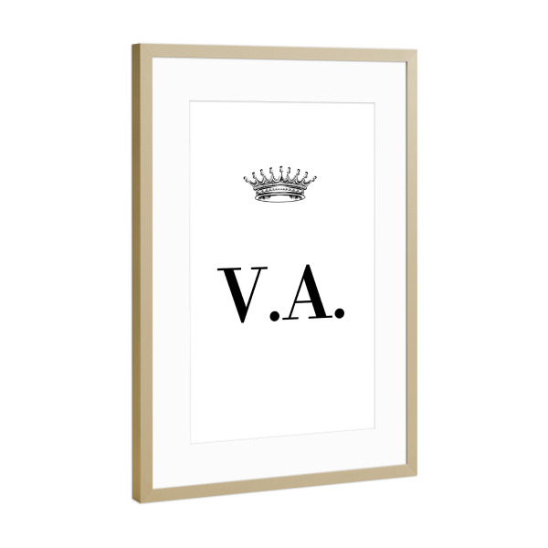 Poster mit Rahmen Gold "Queen VA" artboxONE - Schwarzweiß,Buchstaben