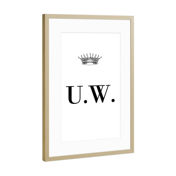 Poster mit Rahmen Gold "Queen UW" artboxONE - Schwarzweiß,Buchstaben
