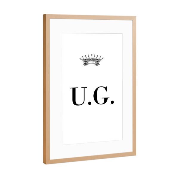 Poster mit Rahmen Kupfer "Queen UG" artboxONE - Schwarzweiß,Buchstaben