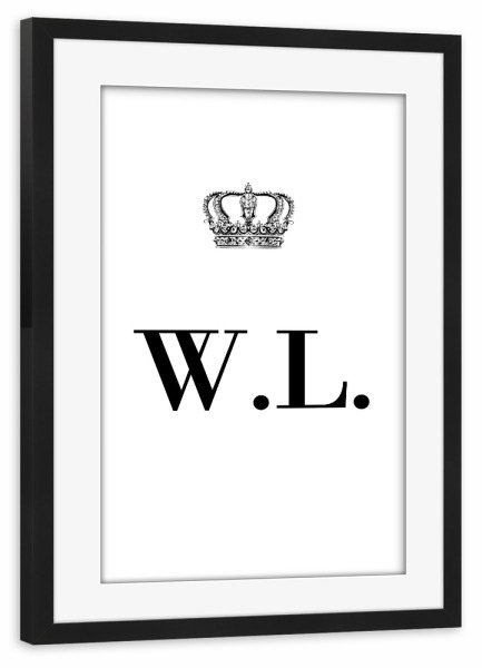 Poster mit Rahmen schwarz "King WL" artboxONE - Schwarzweiß,Buchstaben