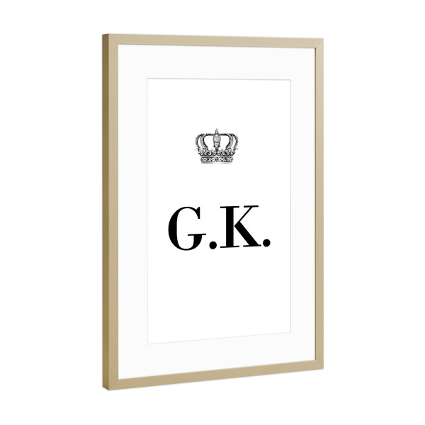 Poster mit Rahmen Gold "King GK" artboxONE - Schwarzweiß,Buchstaben
