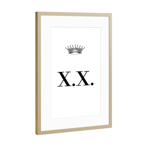 Poster mit Rahmen Gold "Queen XX" artboxONE - Schwarzweiß,Buchstaben