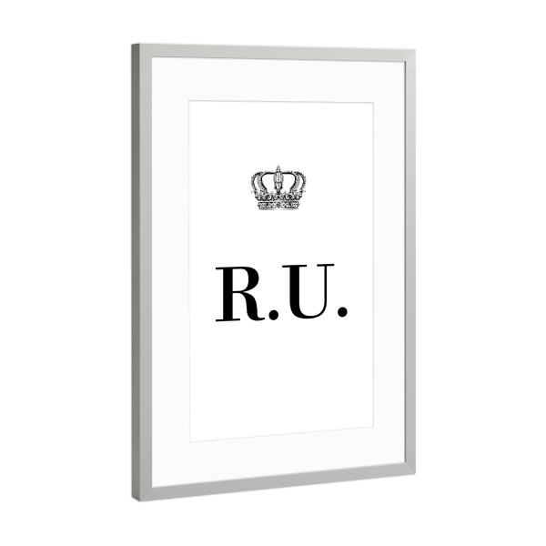 Poster mit Rahmen Silber "King RU" artboxONE - Schwarzweiß,Buchstaben