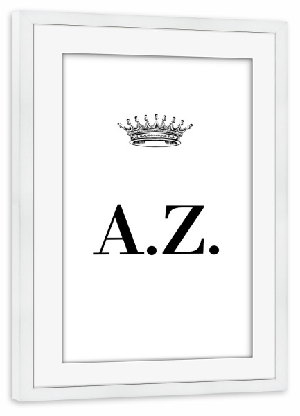 Poster mit Rahmen weiß "Queen AZ" artboxONE - Schwarzweiß,Buchstaben