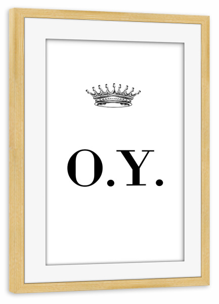 Poster mit Rahmen kiefer "Queen OY" artboxONE - Schwarzweiß,Buchstaben