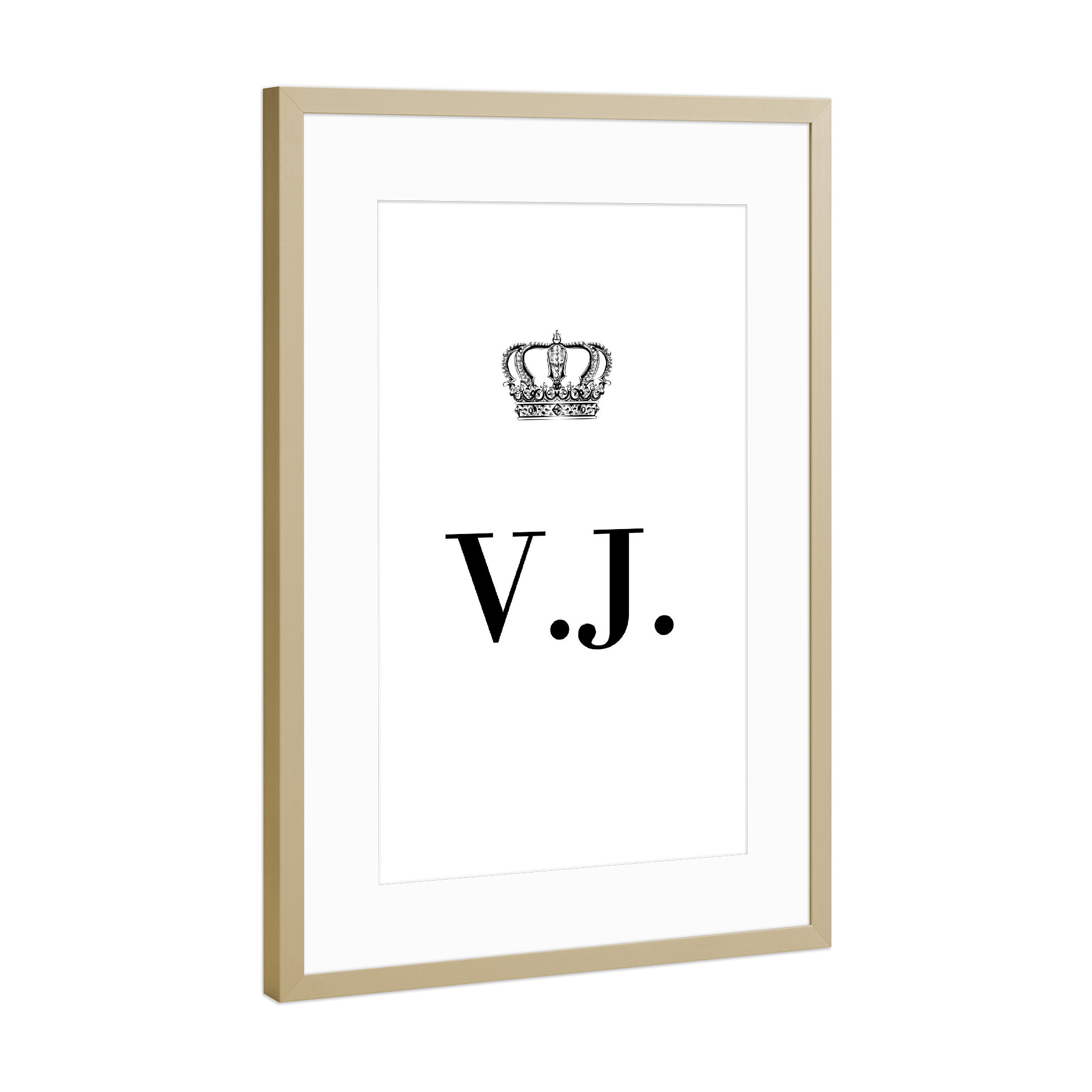 Poster mit Rahmen Gold "King VJ" artboxONE - Schwarzweiß,Buchstaben