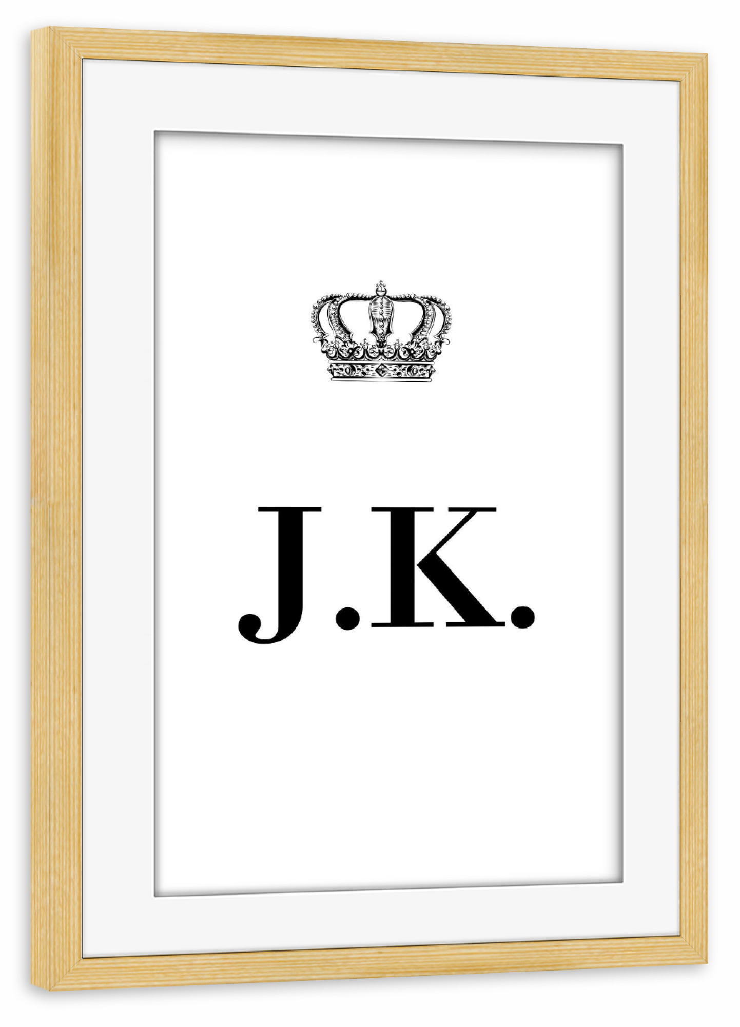 Poster mit Rahmen kiefer "King JK" artboxONE - Schwarzweiß,Buchstaben