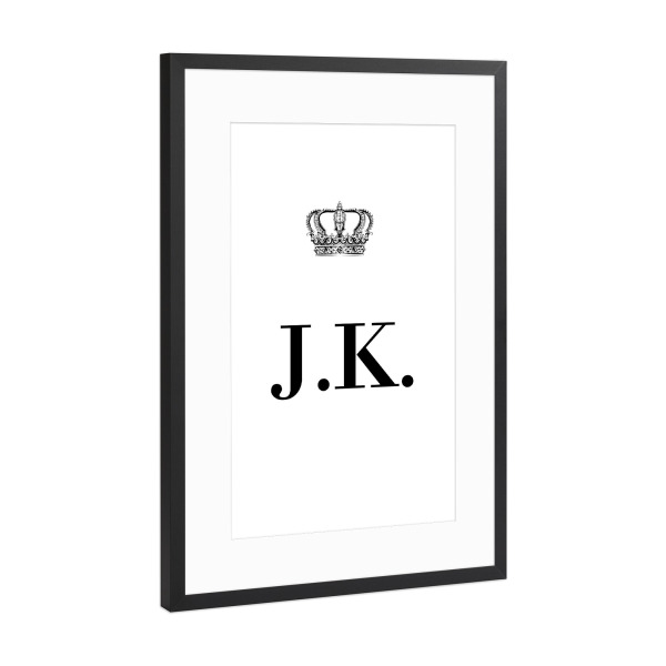 Poster mit Rahmen Schwarz (Metallic) "King JK" artboxONE - Schwarzweiß,Buchstaben