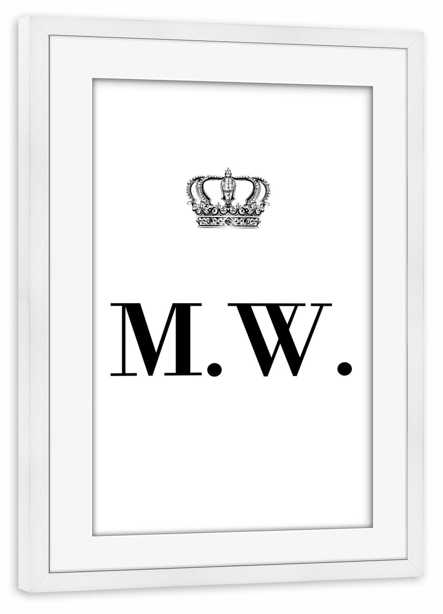 Poster mit Rahmen weiß "King MW" artboxONE - Schwarzweiß,Buchstaben