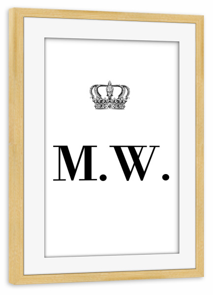 Poster mit Rahmen kiefer "King MW" artboxONE - Schwarzweiß,Buchstaben