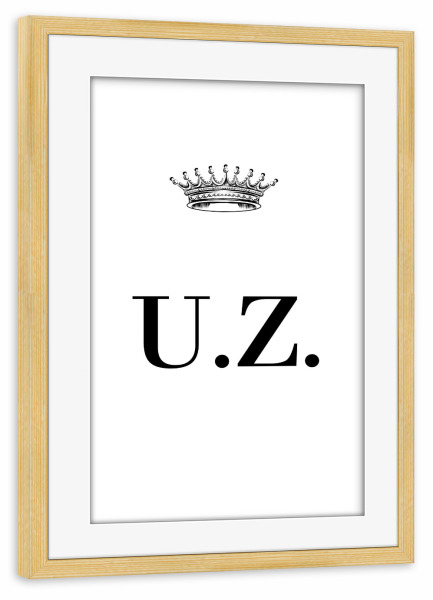 Poster mit Rahmen kiefer "Queen UZ" artboxONE - Schwarzweiß,Buchstaben