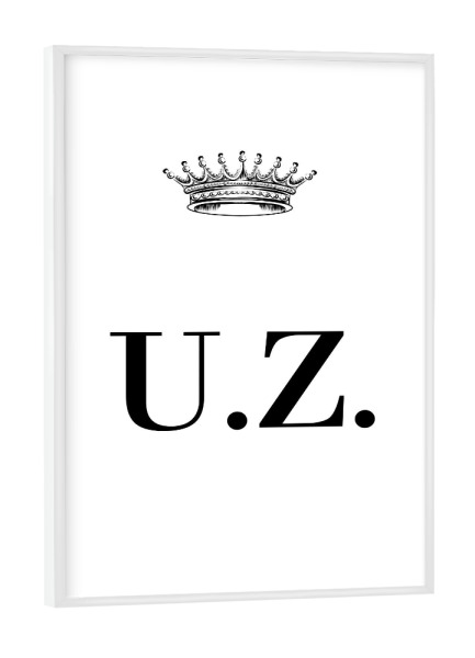 Poster mit weißem Rahmen "Queen UZ" artboxONE - Schwarzweiß,Buchstaben
