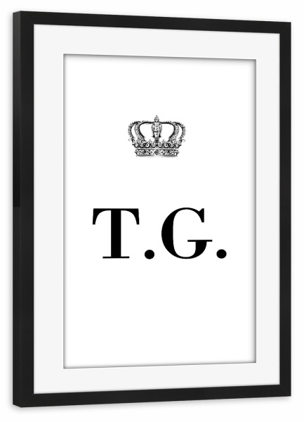 Poster mit Rahmen schwarz "King TG" artboxONE - Schwarzweiß,Buchstaben
