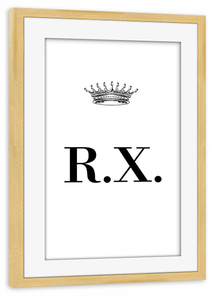 Poster mit Rahmen kiefer "Queen RX" artboxONE - Schwarzweiß,Buchstaben