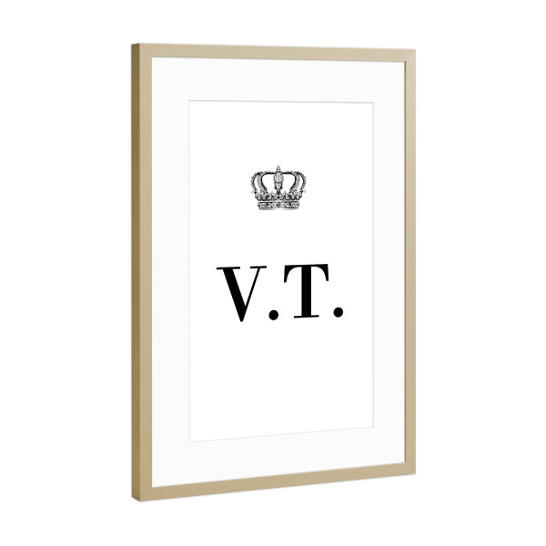 Poster mit Rahmen Gold "King VT" artboxONE - Schwarzweiß,Buchstaben