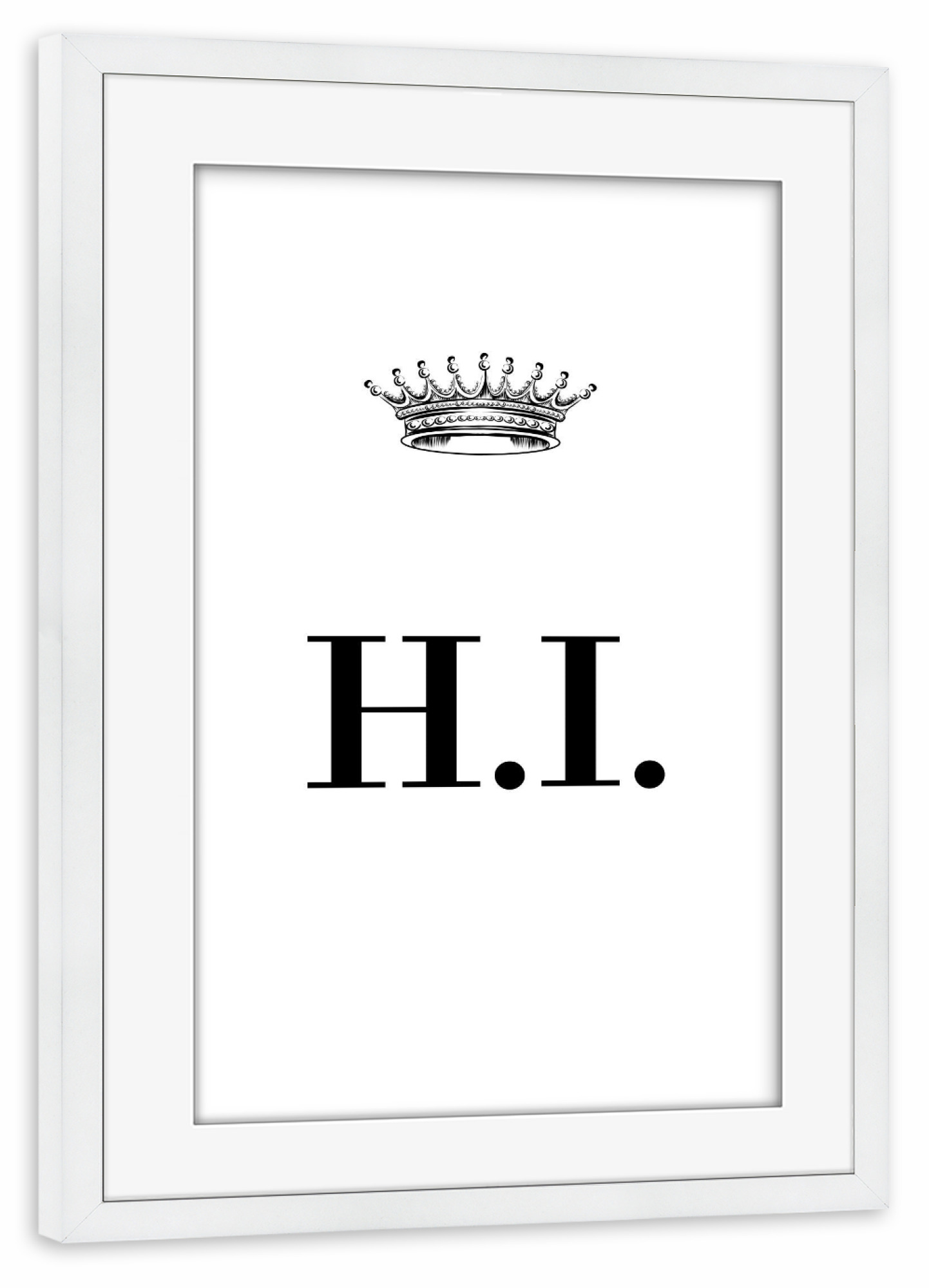 Poster mit Rahmen weiß "Queen HI" artboxONE - Schwarzweiß,Buchstaben