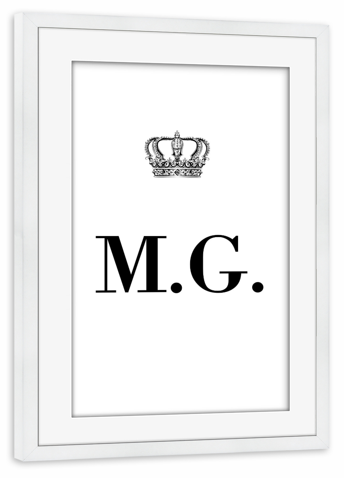 Poster mit Rahmen weiß "King MG" artboxONE - Schwarzweiß,Buchstaben